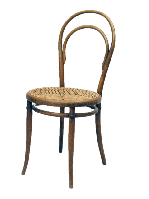 Fertig montierter Thonet-Stuhl Nr. 14 aus Bugholz mit Wiener Geflecht